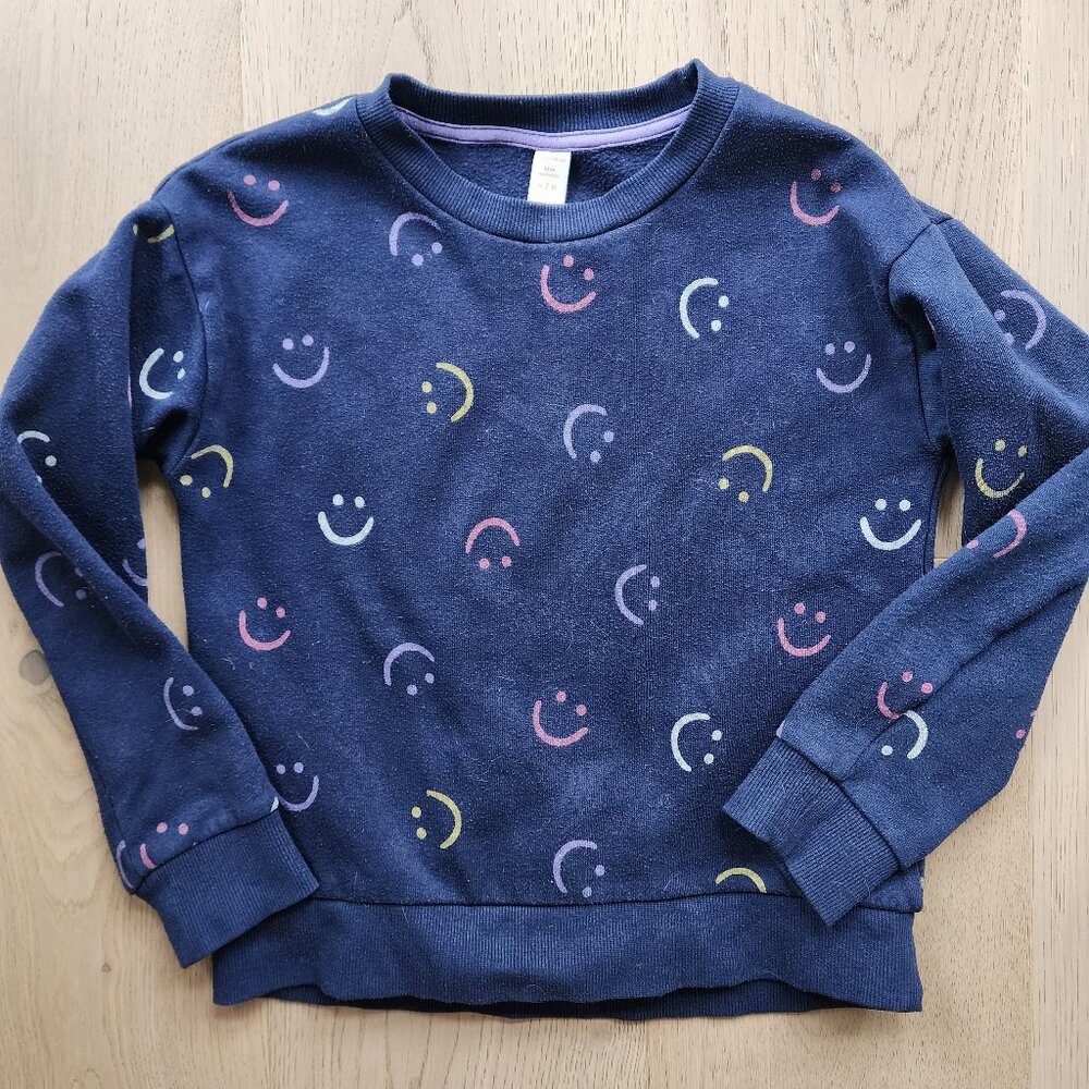 Girls Joe Fresh navy smiley face sweatshirt
